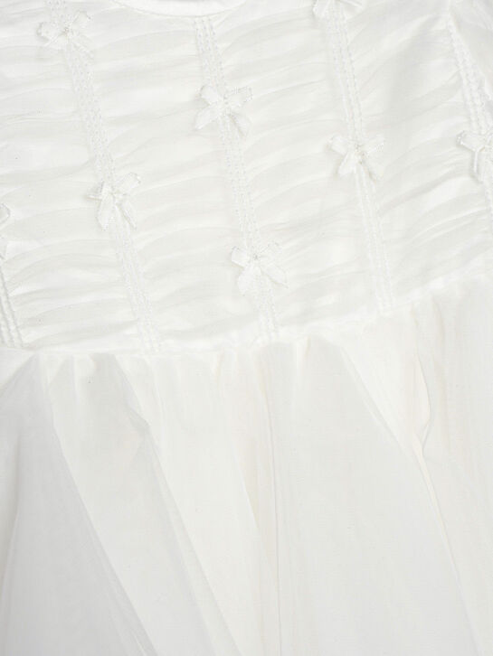 Платье с бантами, белое Monnalisa | Фото 3