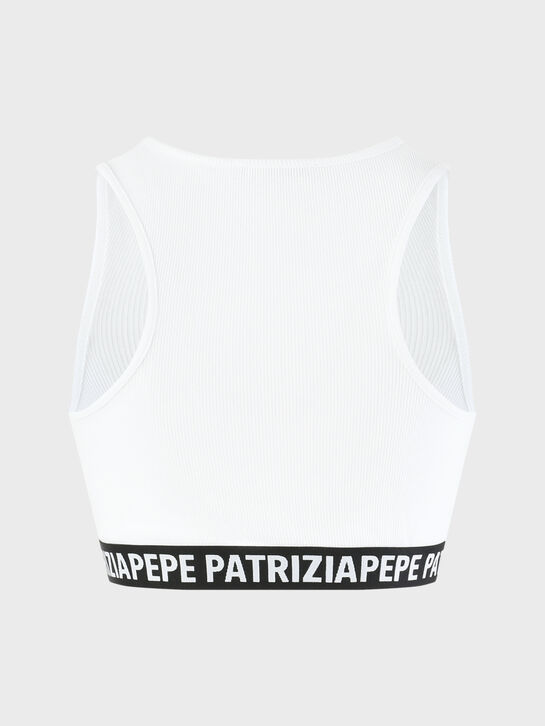 Кроп-топ в стразах с логотипом, белый Patrizia Pepe | Фото 3