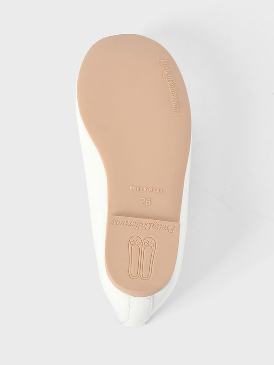 Туфли с кожаным бантом, белые Pretty Ballerinas | Фото 5