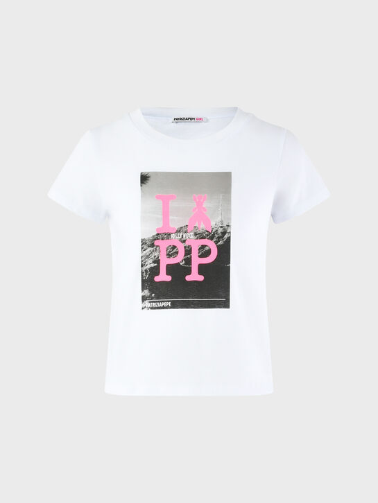 Футболка с принтом Hollywood, белая Patrizia Pepe | Фото 1