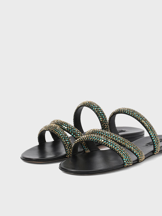 Сандалии Olimpio со стразами, черные Casadei | Фото 6