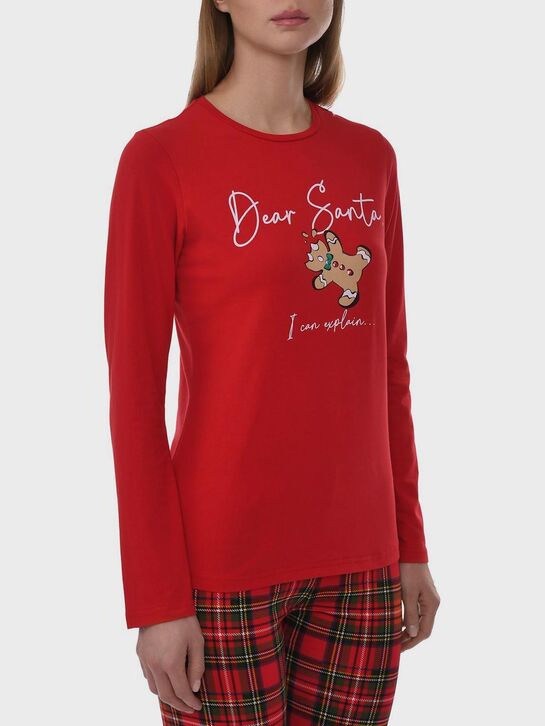 Пижама с брюками в клетку, красная Eirene | Фото 3