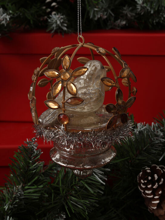 Елочная подвеска птица в цветочной клетке, 13 см Goodwill | Фото 3