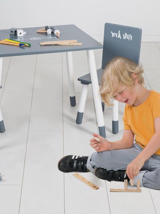Комплект детской деревянной мебели Rock Star Baby: стол + 2 стульчика, серый/белый Roba | Фото 4