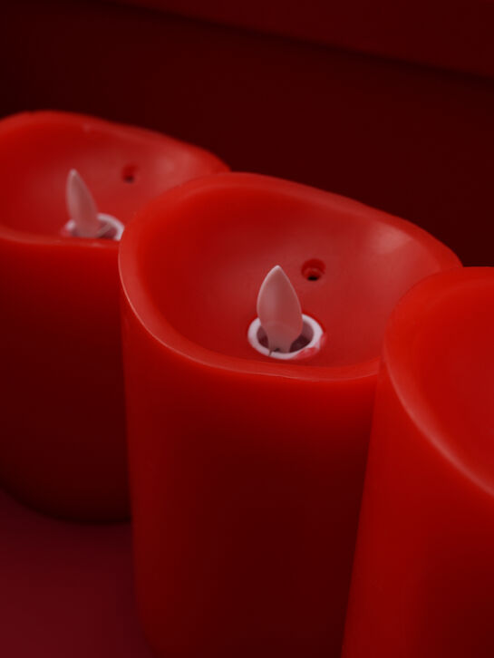 Набор красных восковых свечей из 3-х штук, 10, 12, 15 см Timstor | Фото 6