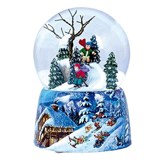 Снежный шар &quot;Дети катаются с горки в лесу&quot; Musicboxworld | Фото 1