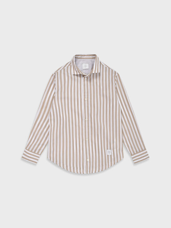 Рубашка в полоску, бежевая Eleventy | Фото 1