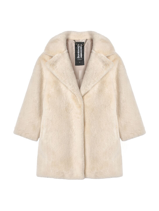 Шуба из эко-меха с нейлоновым капюшоном Bomboogie | Фото 3