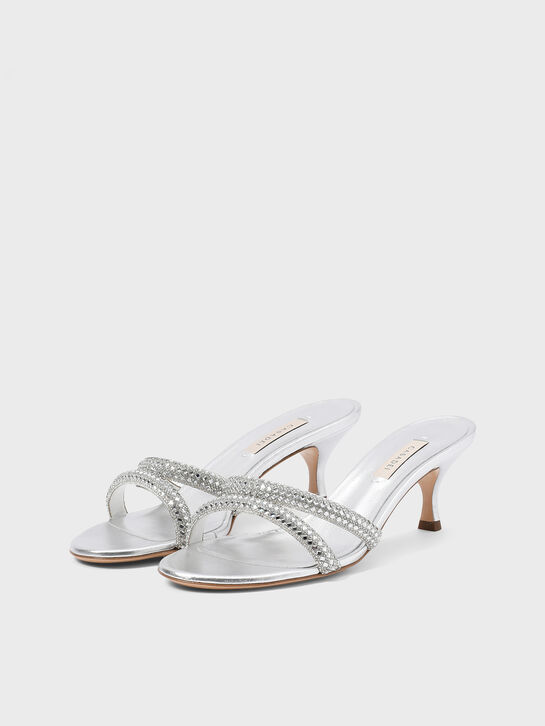Босоножки Julia на каблуке, серебристые Casadei | Фото 2