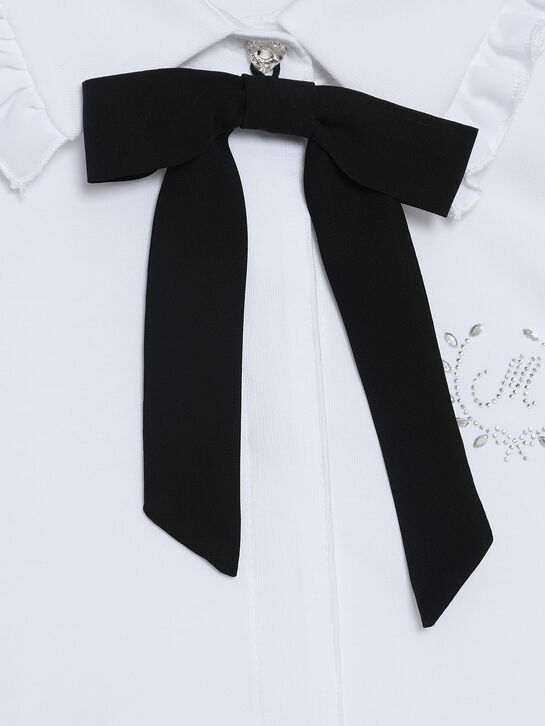 Рубашка с контрастным бантом Monnalisa | Фото 3