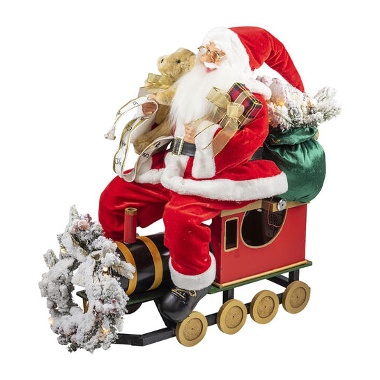 Новогодний сувенир Санта с подарками на поезде, LED, 60x35x62 см Timstor | Фото 1