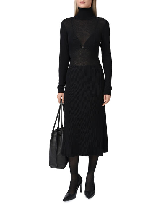 Платье с воротником-стойкой, черное Elisabetta Franchi | Фото 2