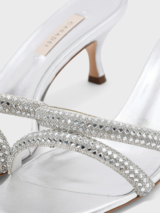 Босоножки Julia на каблуке, серебристые Casadei | Фото 7