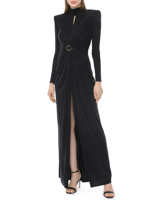 Платье с драпировкой, черное Elisabetta Franchi | Фото 4