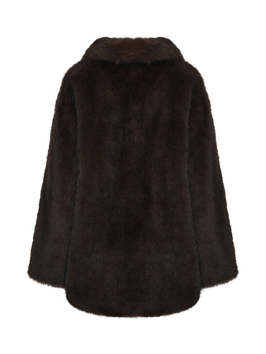 Пальто из эко-меха, коричневое Flashin | Фото 5