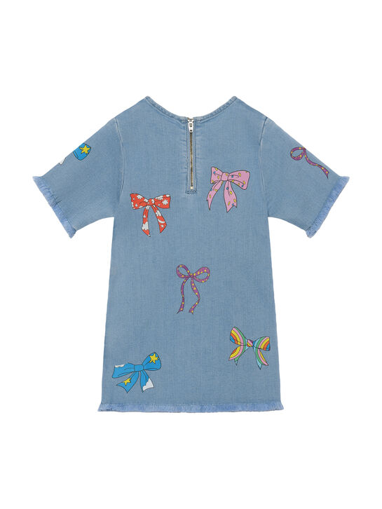 Платье с принтом бантиков, голубое Stella McCartney | Фото 2