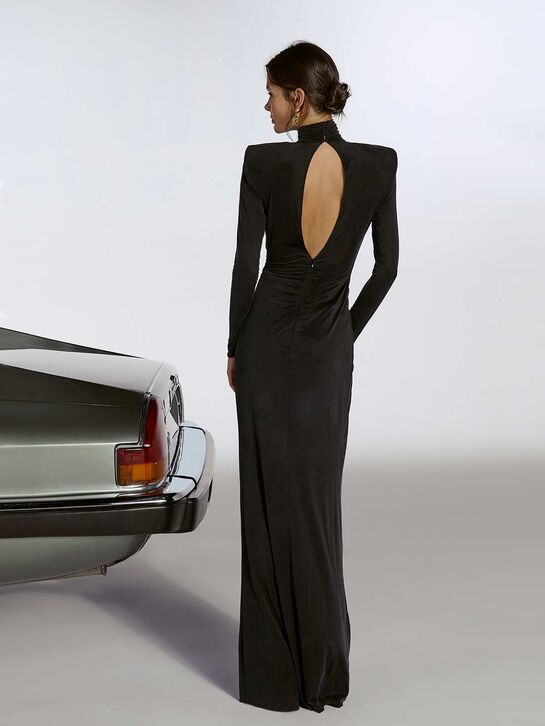 Платье с драпировкой, черное Elisabetta Franchi | Фото 3