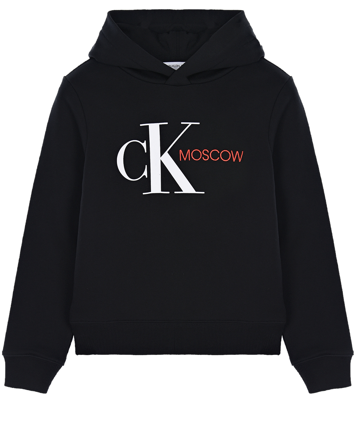 Черная толстовка-худи с надписью "Moscow" Calvin Klein детская, размер 128, цвет черный - фото 1
