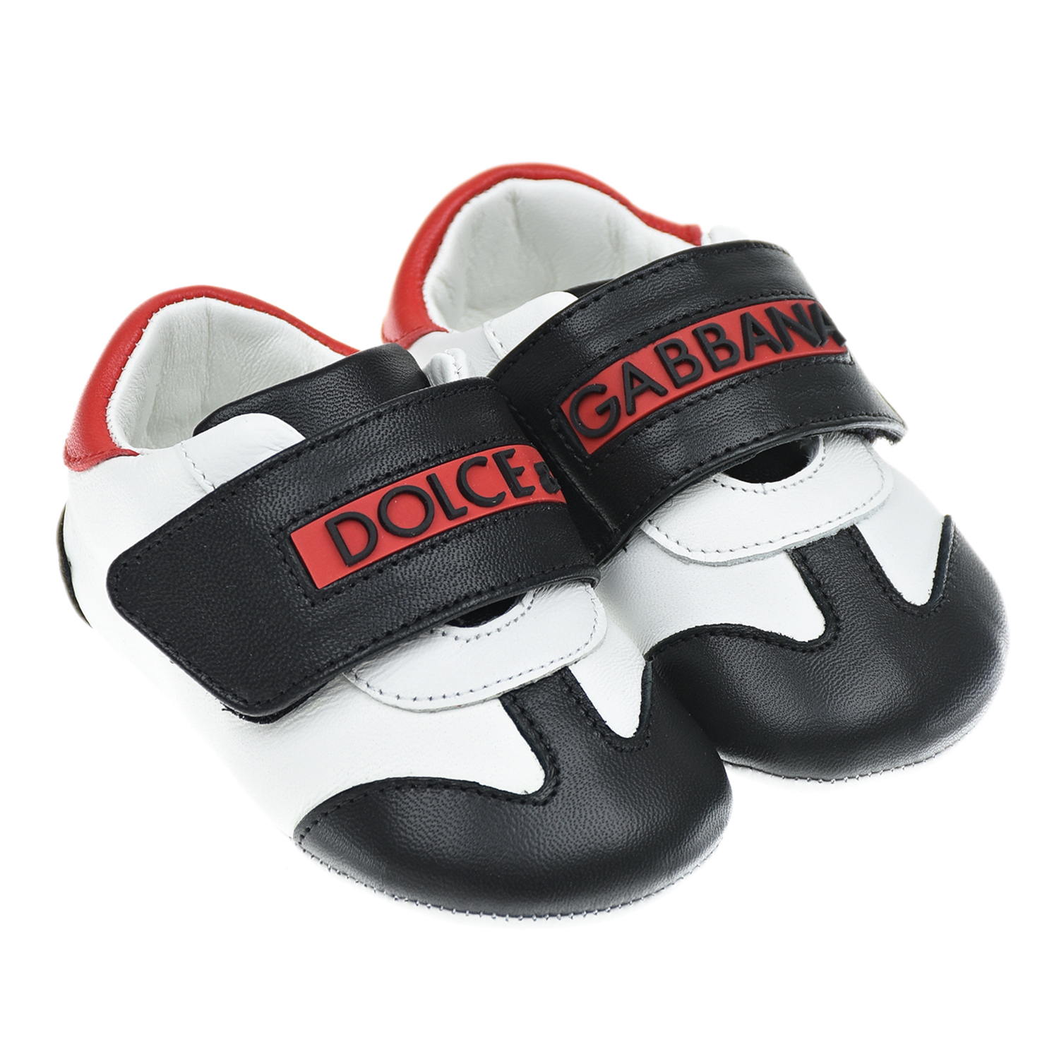 Черно-белые пинетки-кроссовки Dolce&Gabbana детское, размер 17, цвет белый - фото 1