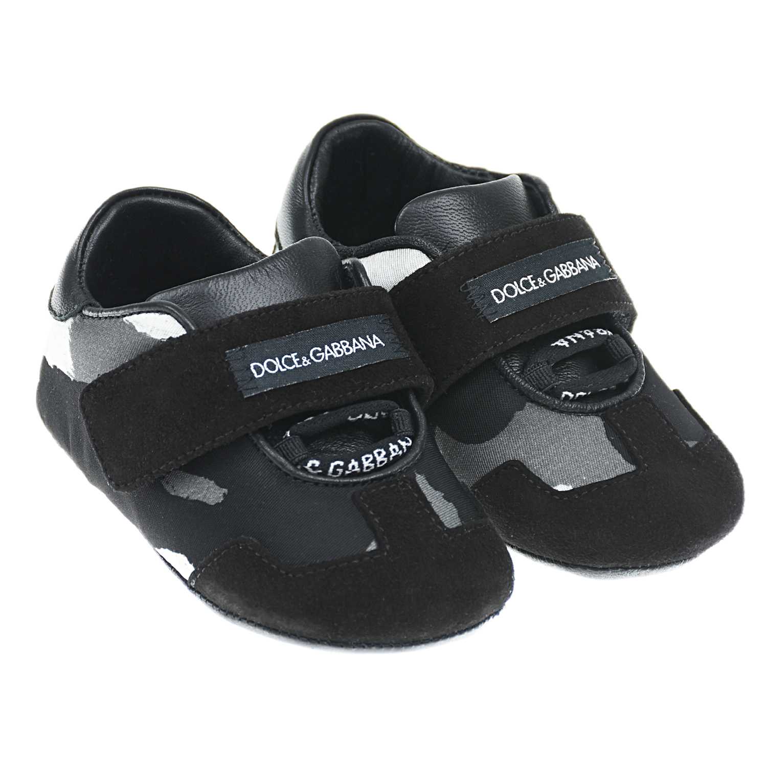 Черные пинетки-кроссовки Dolce&Gabbana детские, размер 17, цвет черный - фото 1