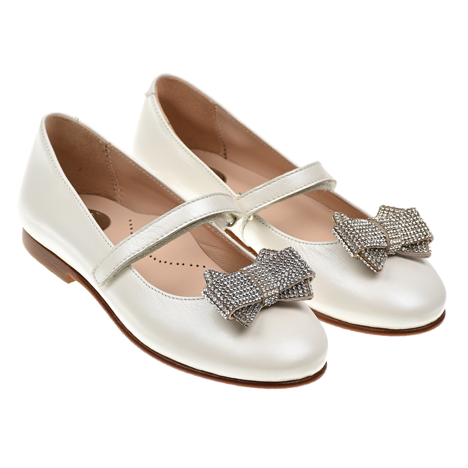 

Перламутровые туфли с бантами Beberlis, Кремовый, Перламутровые туфли с бантами Beberlis