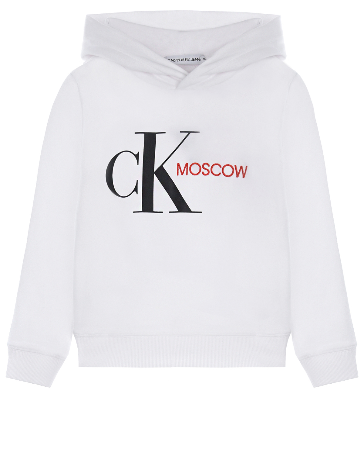 Белая толстовка-худи с надписью "Moscow" Calvin Klein