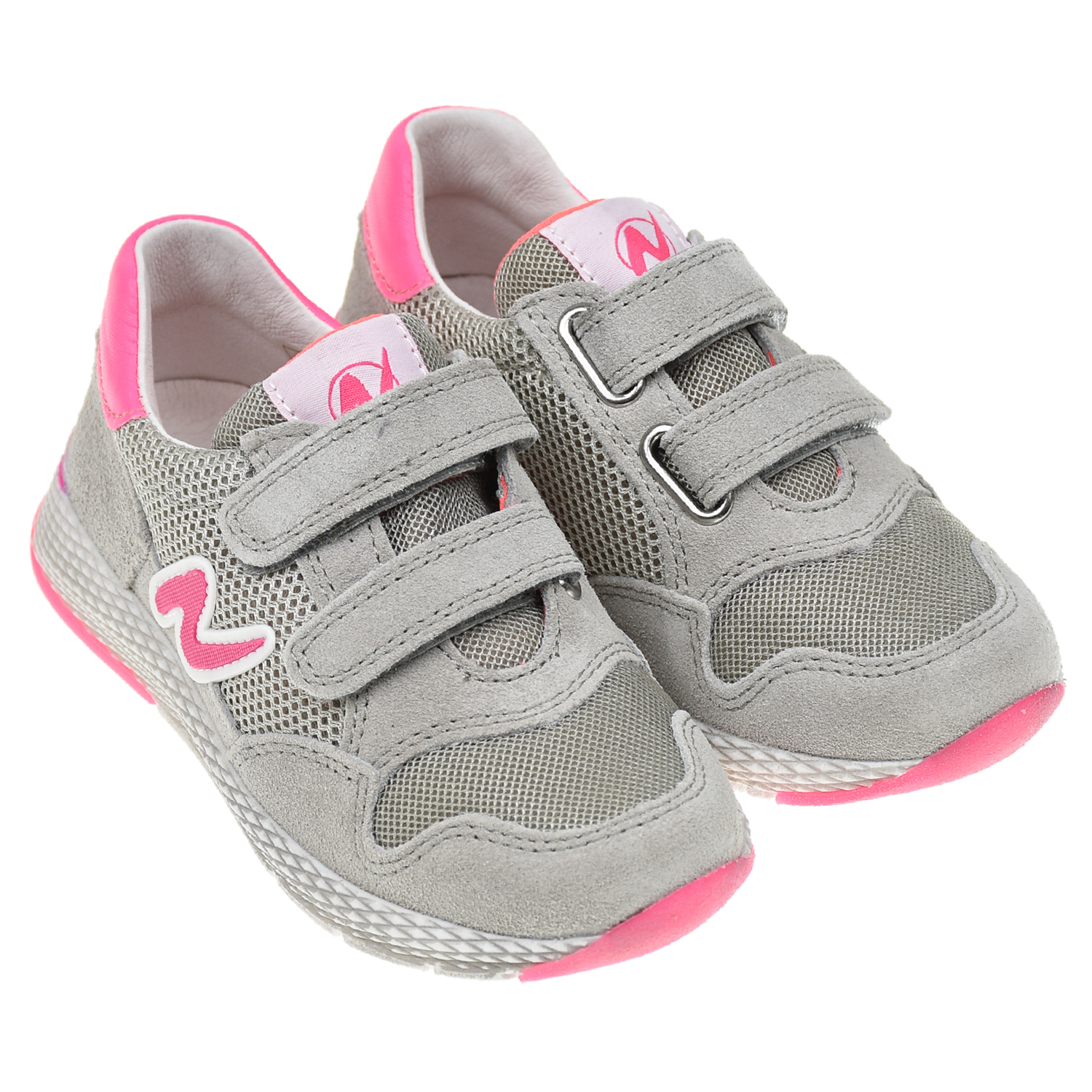 Серые кроссовки с розовым логотипом Naturino детские, размер 27, цвет серый - фото 1