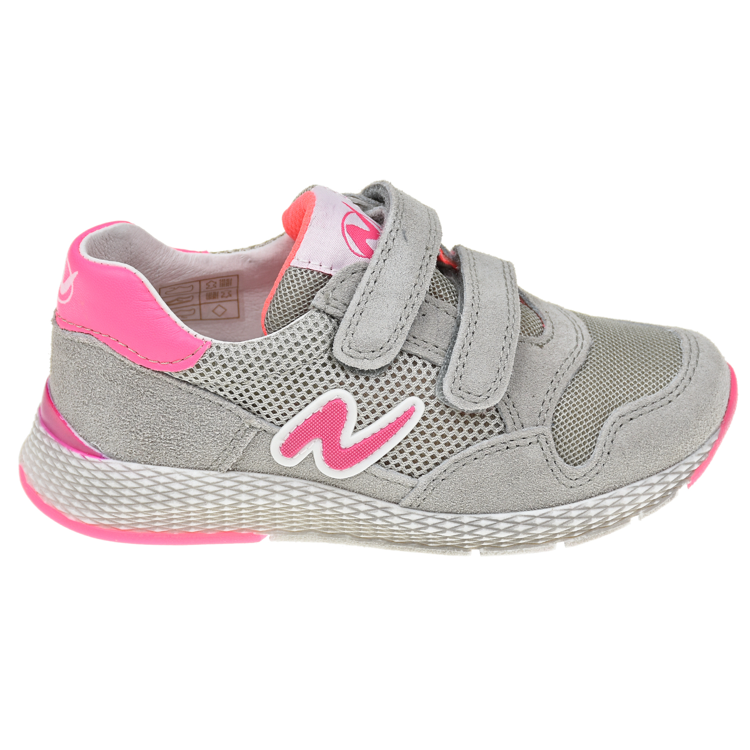 Серые кроссовки с розовым логотипом Naturino детские, размер 27, цвет серый - фото 2