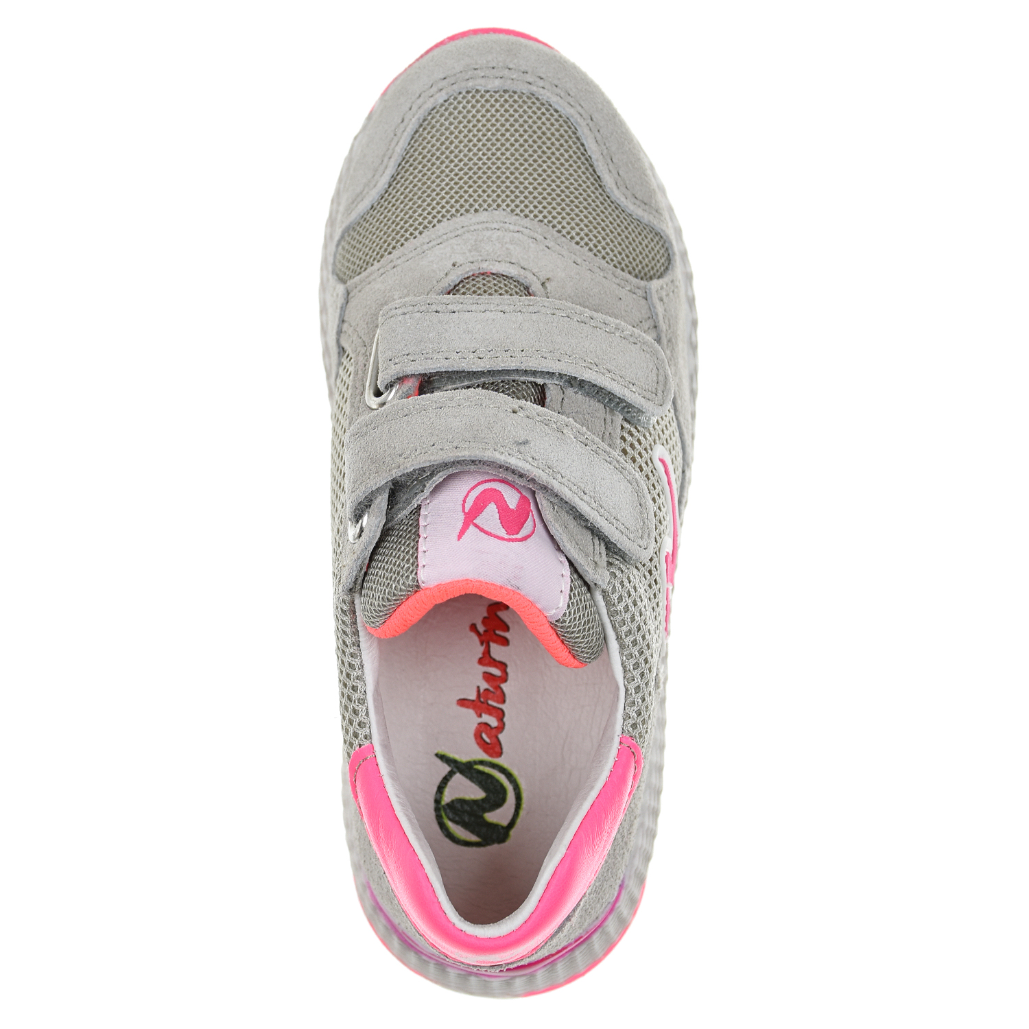 Серые кроссовки с розовым логотипом Naturino детские, размер 27, цвет серый - фото 4