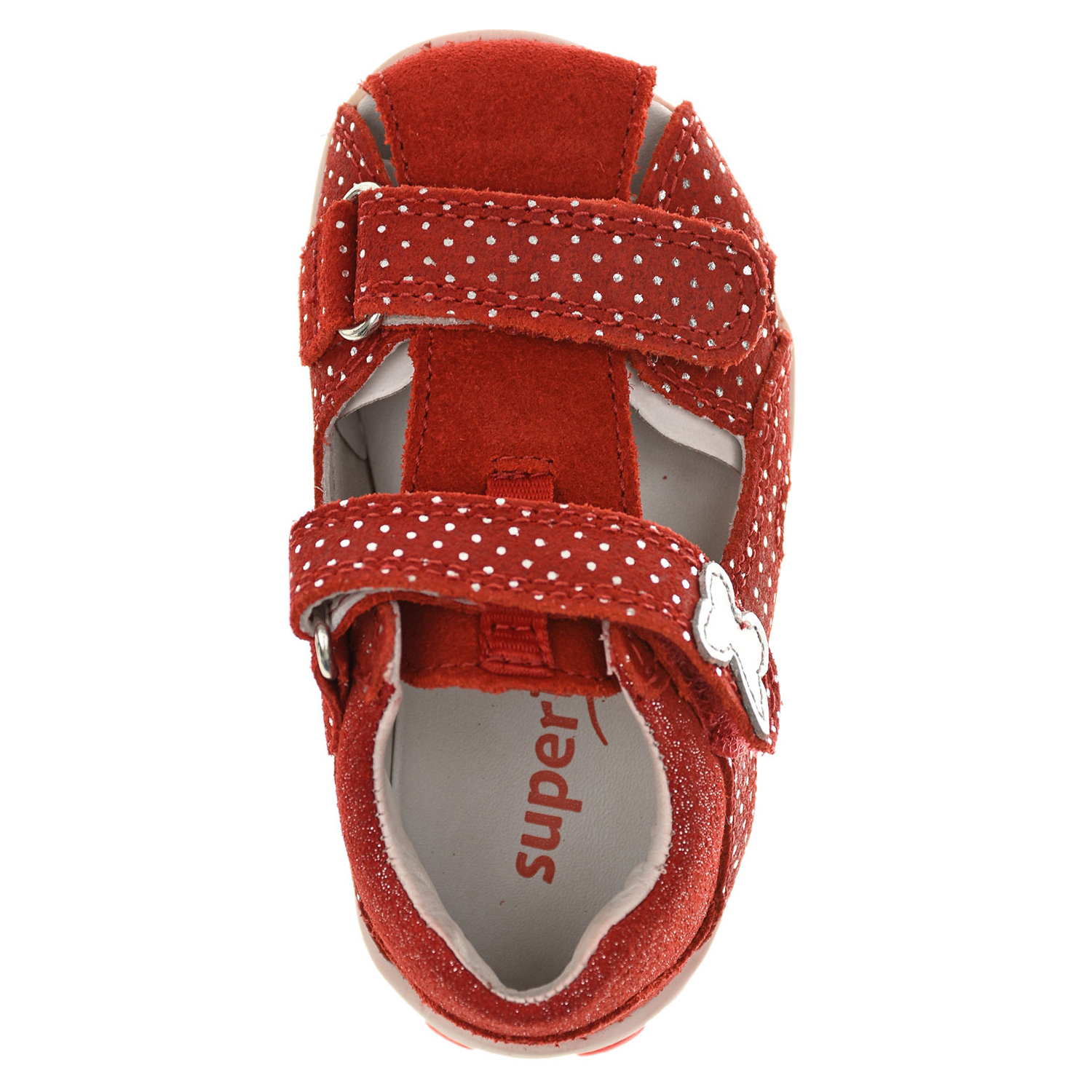 Красные босоножки с серебристой бабочкой SUPERFIT детские, размер 19, цвет красный - фото 4