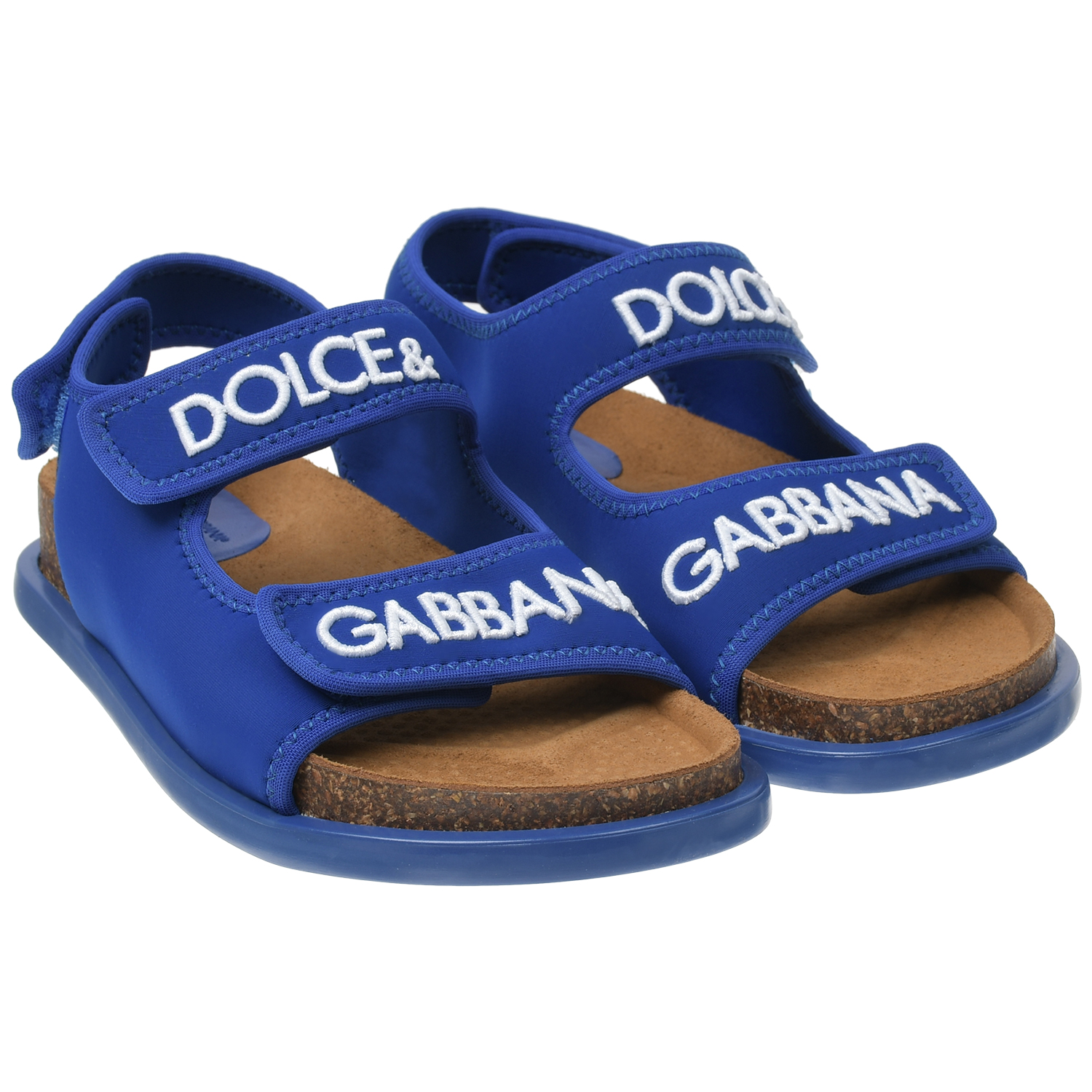 Ярко-синие сандалии с белым лого Dolce&Gabbana черные сандалии c металлическим лого dolce