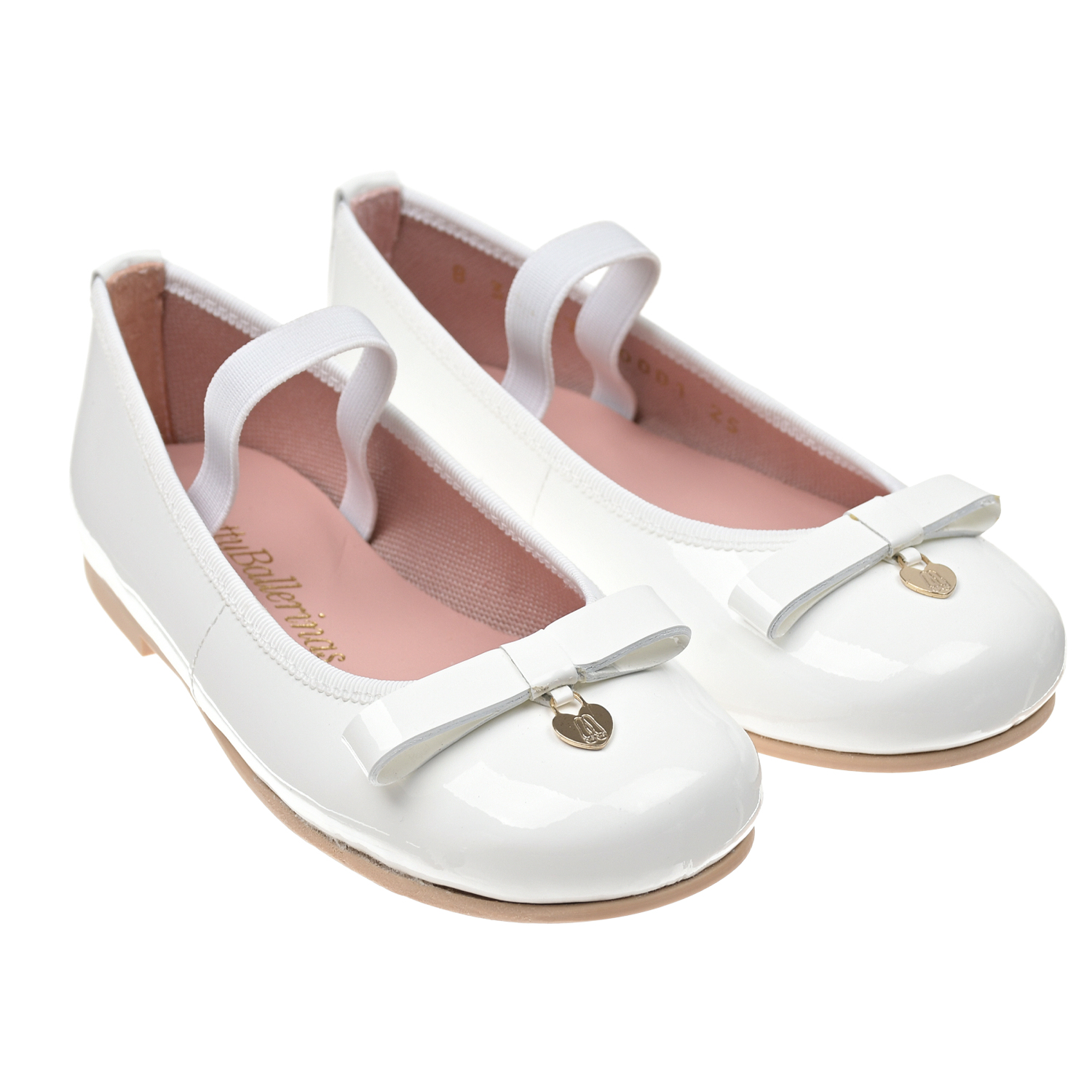 Белые кожаные туфли с бантом и сердечком Pretty Ballerinas розовые туфли с отделкой люрексом pretty ballerinas
