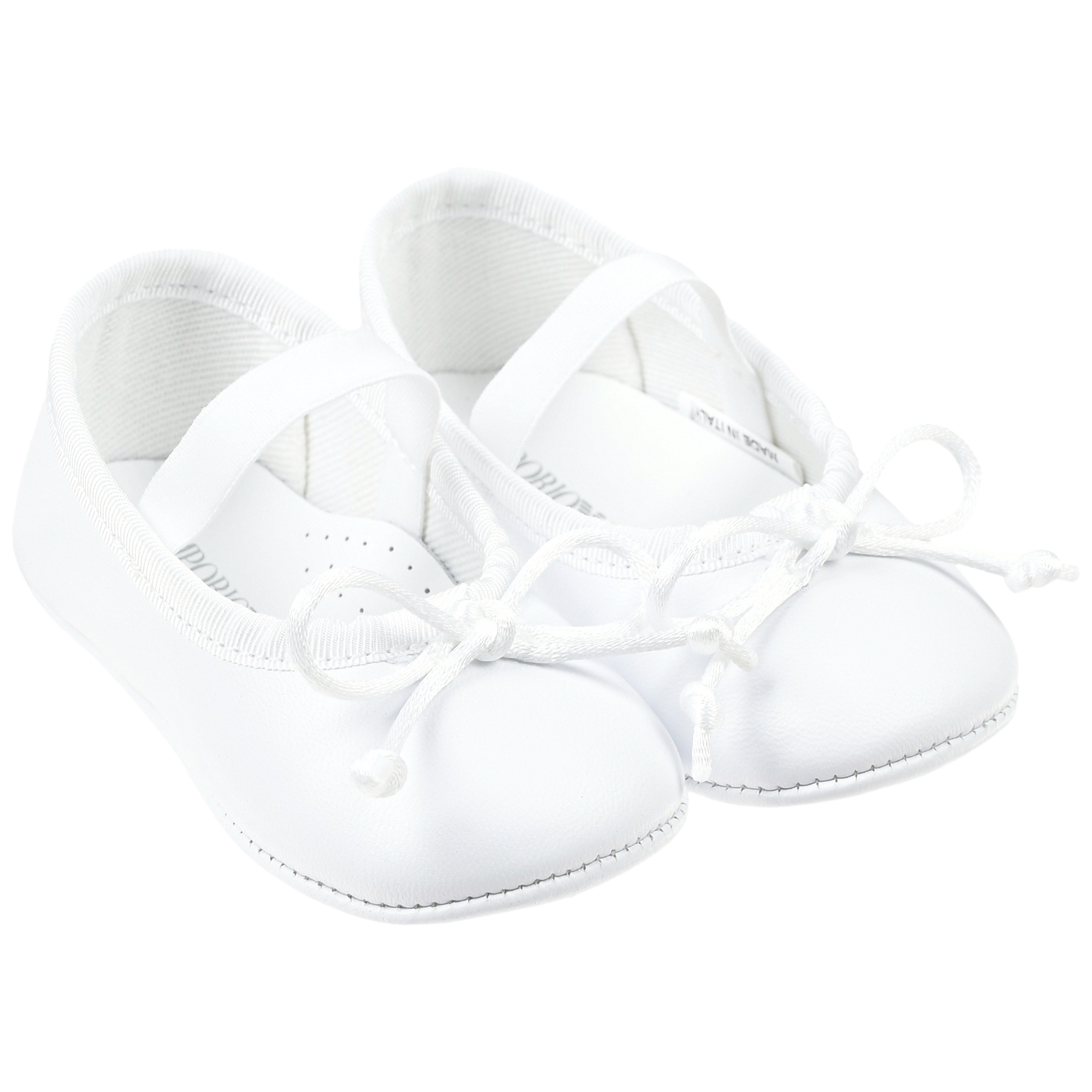 Белые пинетки-балетки Emporio Armani, размер 17, цвет белый - фото 1