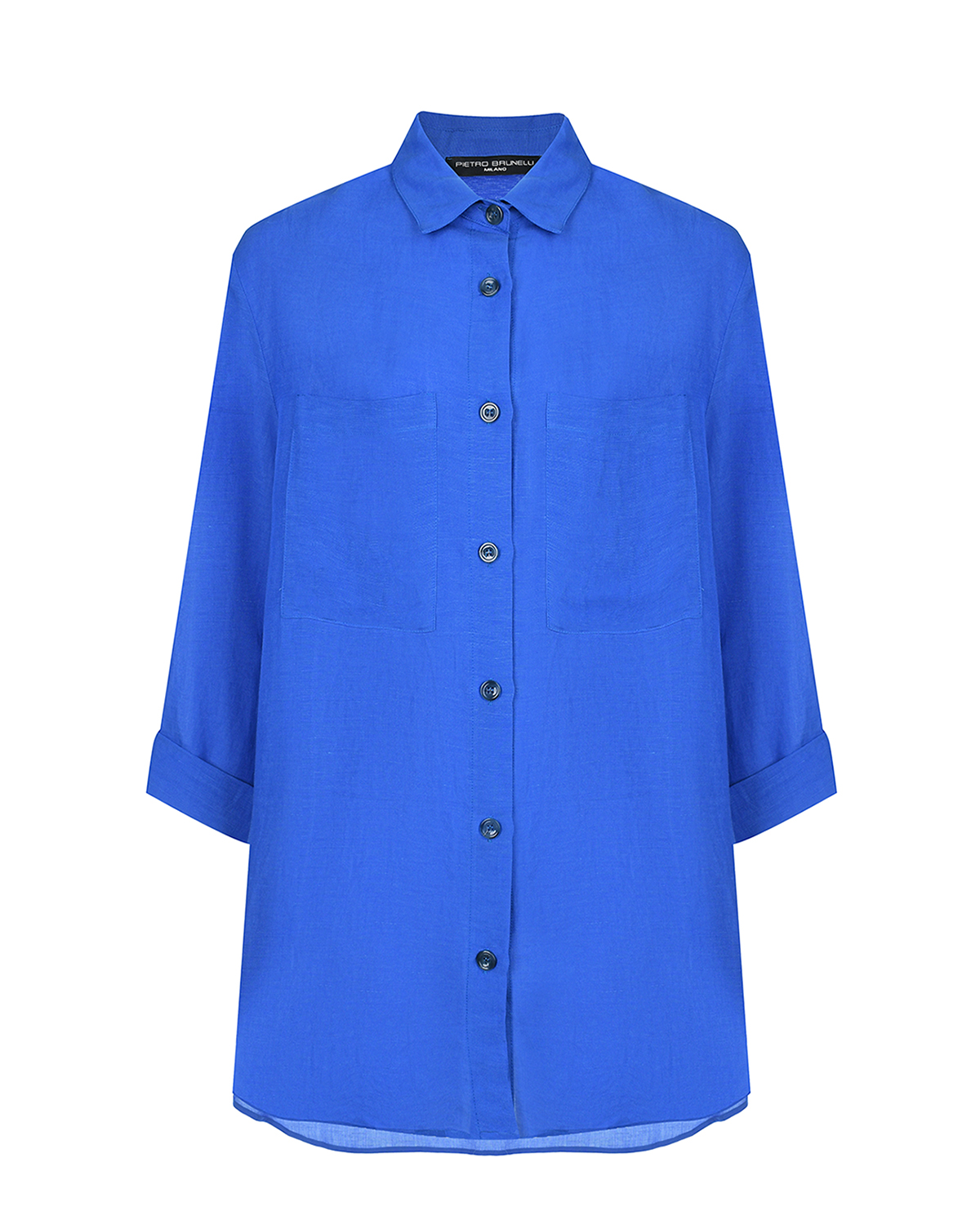 Синяя рубашка свободного кроя Pietro Brunelli, размер 40, цвет синий - фото 1