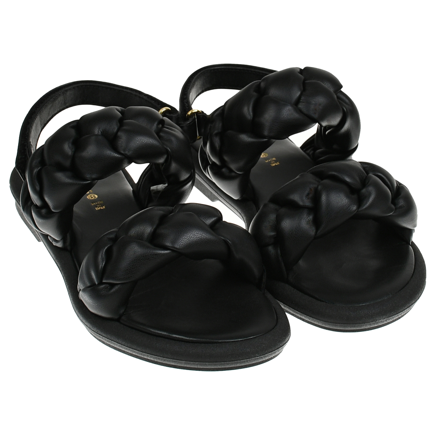 Босоножки с плетеными ремнями, черные Florens, размер 40, цвет черный - фото 1