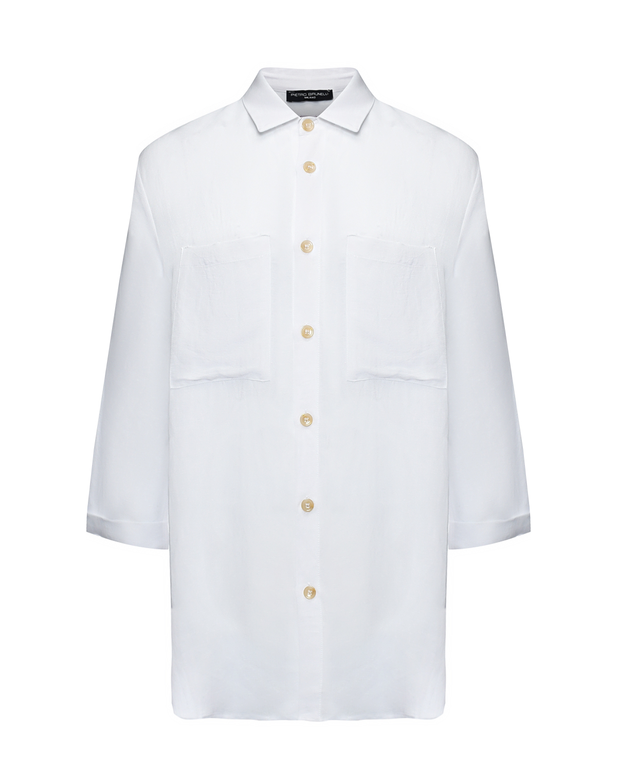Рубашка льняная свободного кроя Pietro Brunelli, размер 48, цвет белый - фото 1