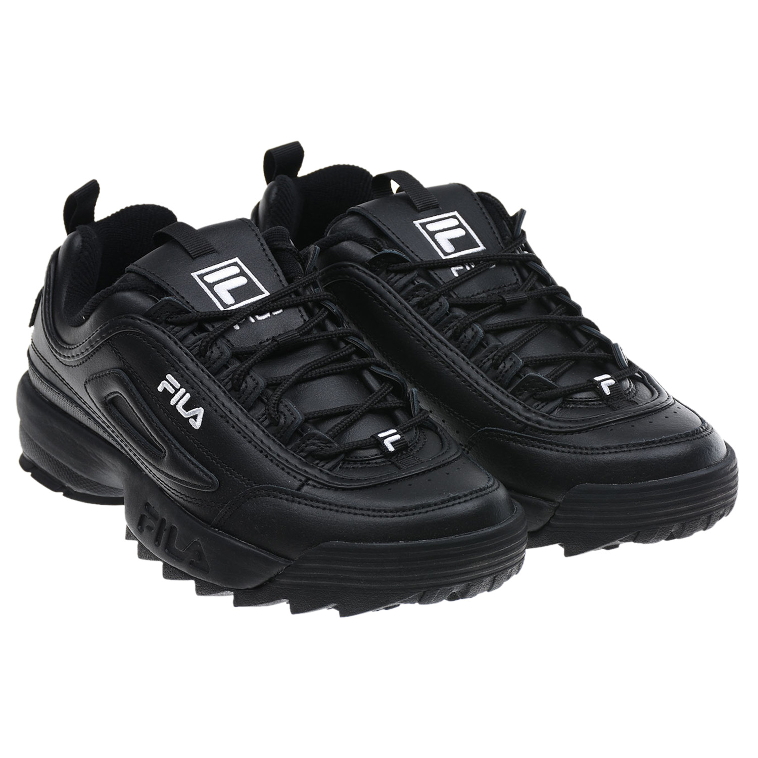 Черные кожаные кроссовки DISRUPTOR 2 FILA детские, размер 36, цвет черный - фото 1