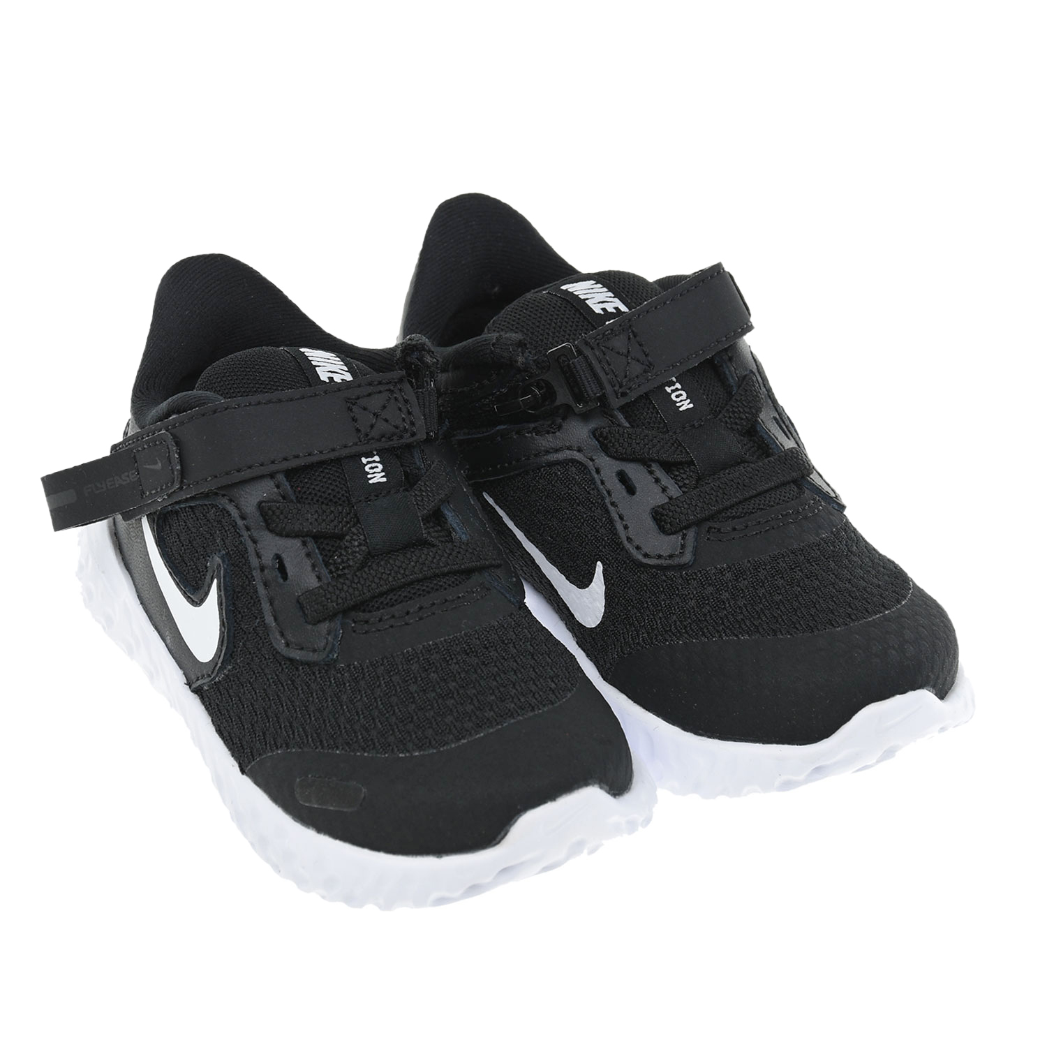 Черно-белые кроссовки Revolution 5 FlyEase Nike детское, размер 20, цвет черный - фото 1