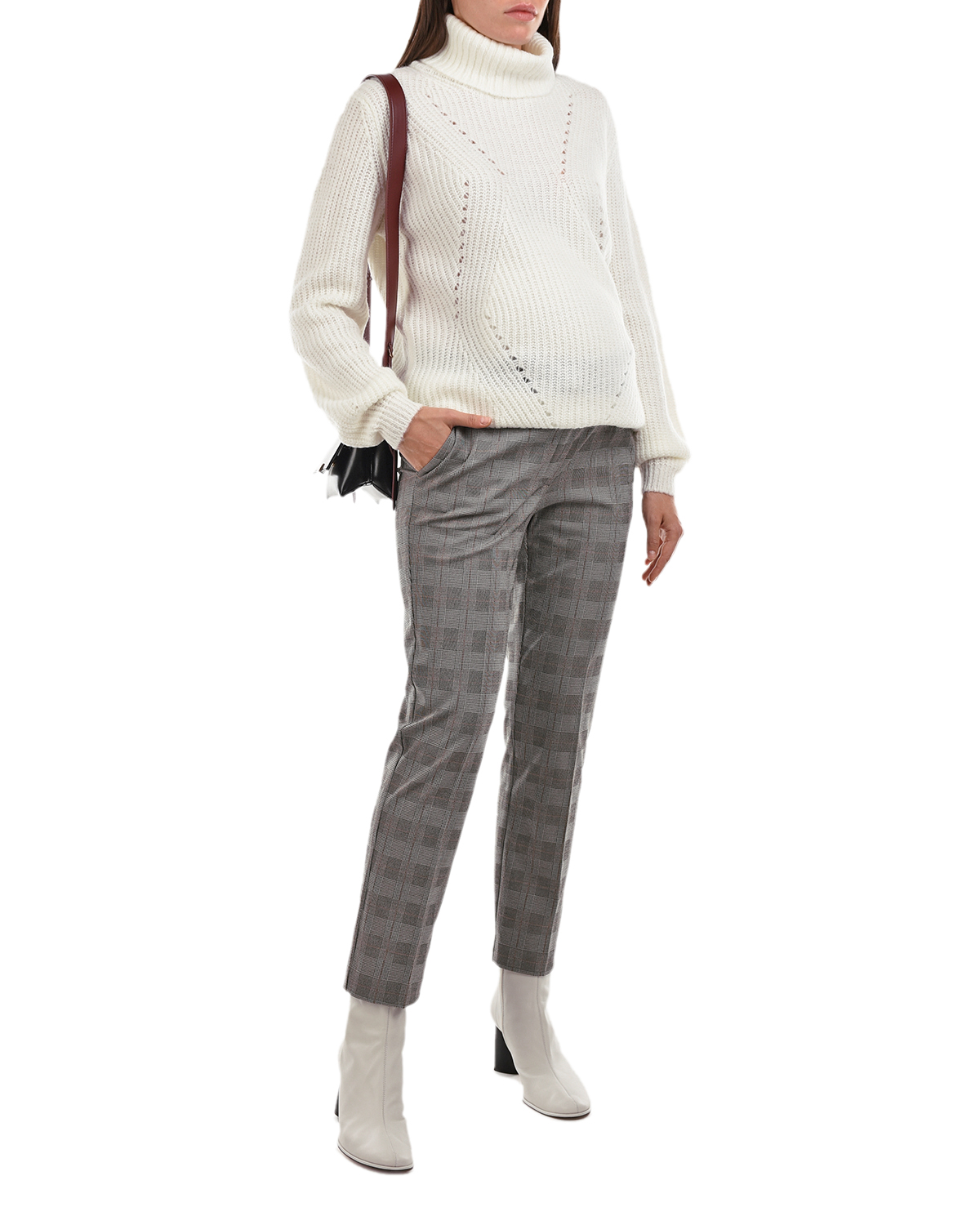 Серые брюки для беременных с поясом на кулиске Pietro Brunelli, размер 40, цвет серый - фото 2