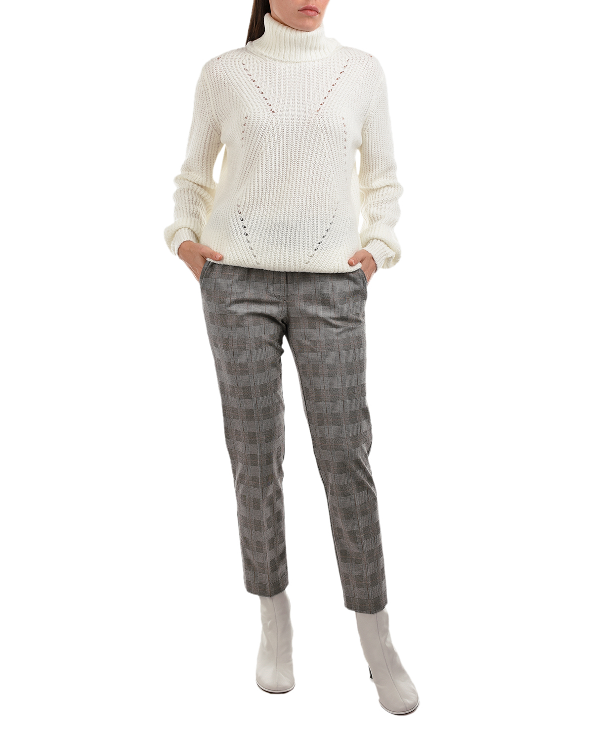 Серые брюки для беременных с поясом на кулиске Pietro Brunelli, размер 40, цвет серый - фото 3