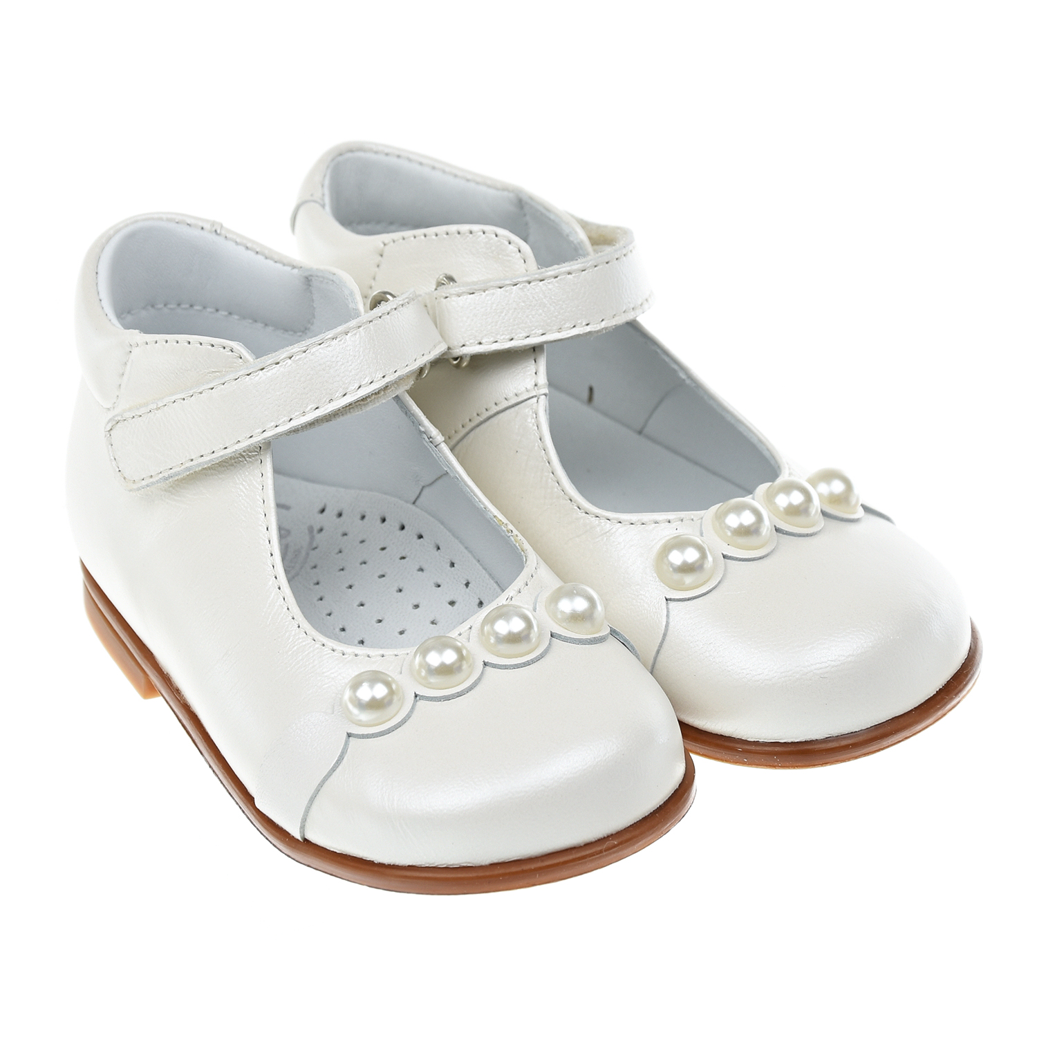 Белые туфли с бусинами Beberlis детские