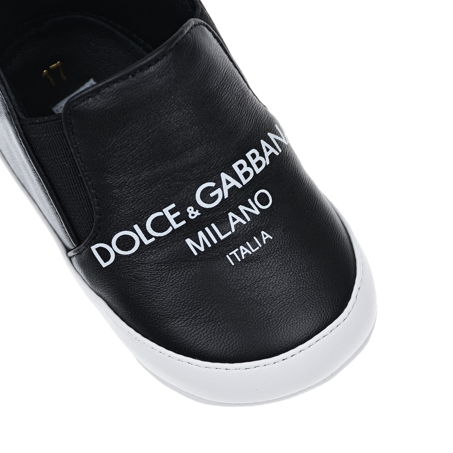 Черные пинетки с белой подошвой Dolce&Gabbana детские, размер 17, цвет черный - фото 6