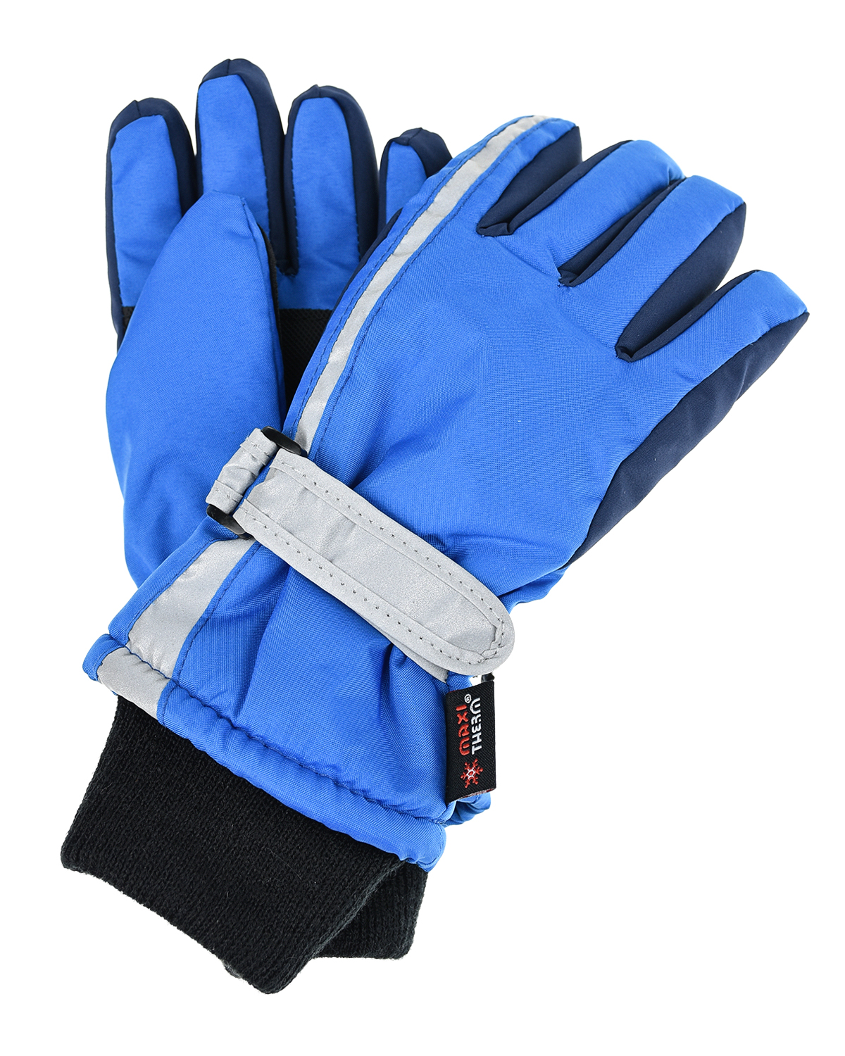 Синие непромокаемые перчатки со светоотражающими вставками MaxiMo детские, размер 2, цвет синий - фото 1