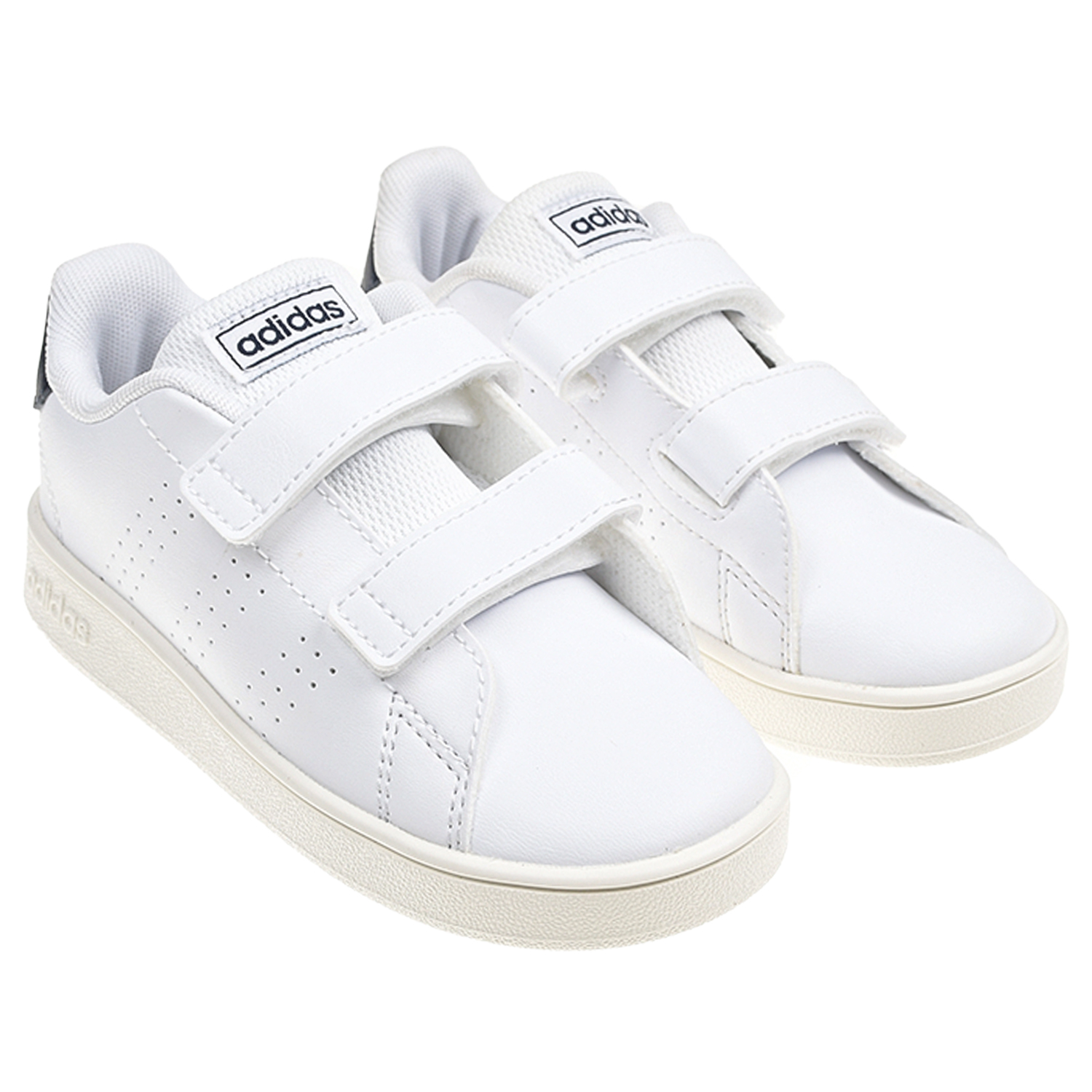 Белые кеды с двумя застежками велкро Adidas детские