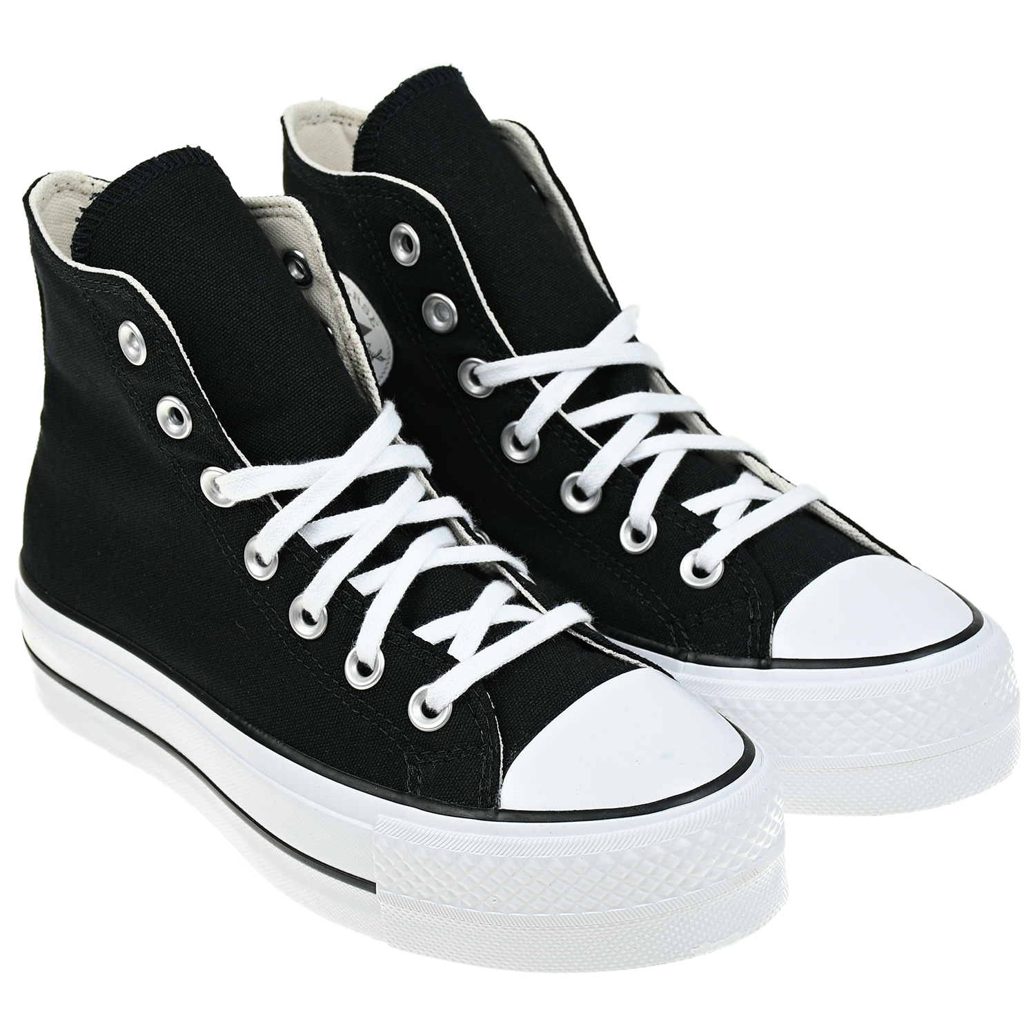 Высокие черные кеды с белой подошвой Converse детские, размер 35, цвет черный - фото 1