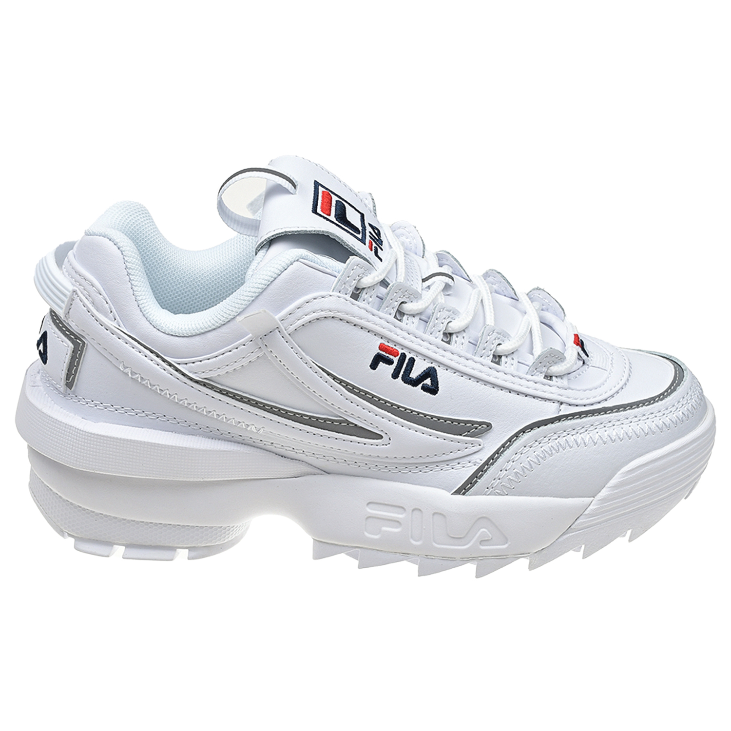 Кожаные кроссовки с серым кантом FILA детские, размер 34, цвет белый - фото 2
