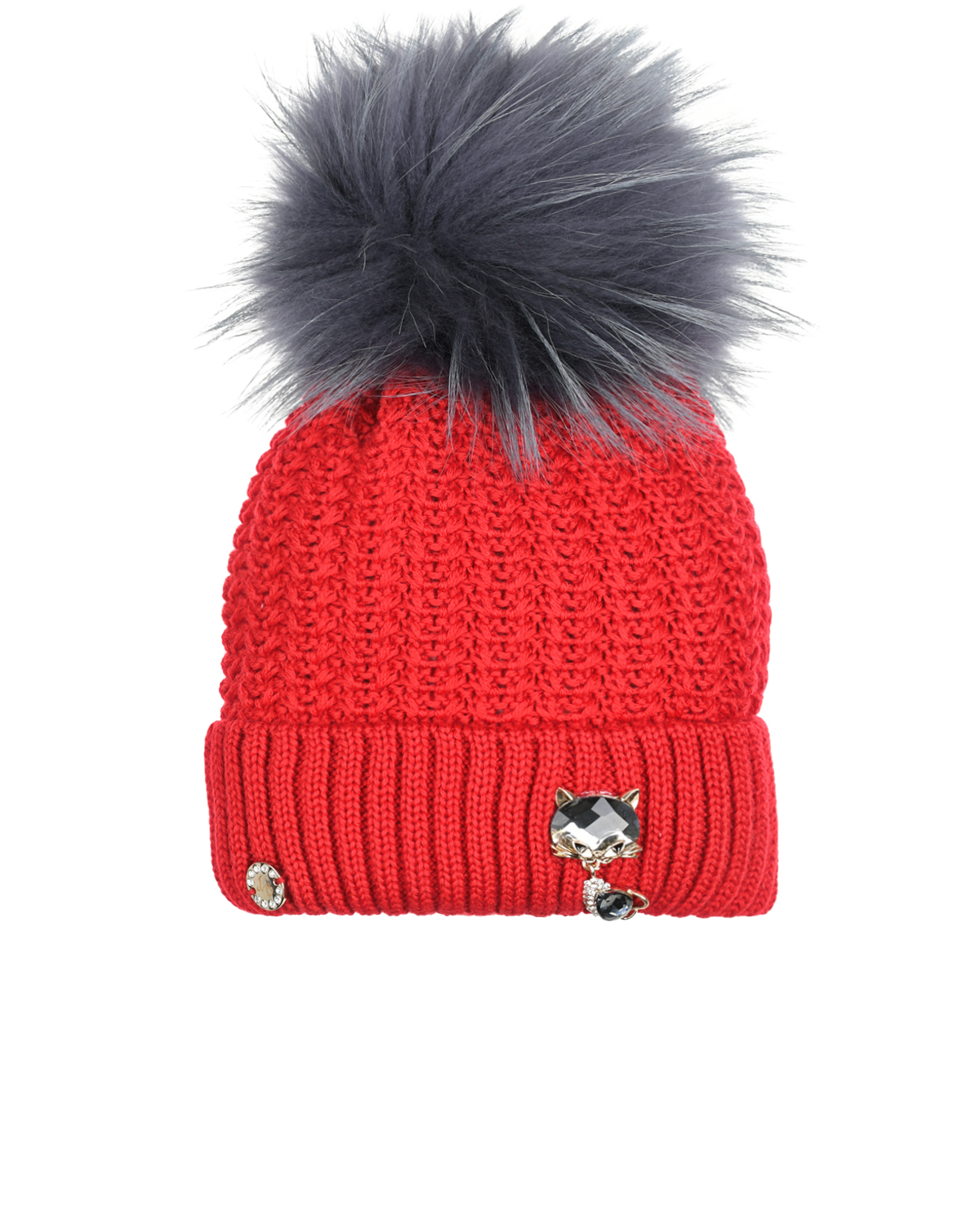 Красная шапка с декором "Кошка" Joli Bebe детская