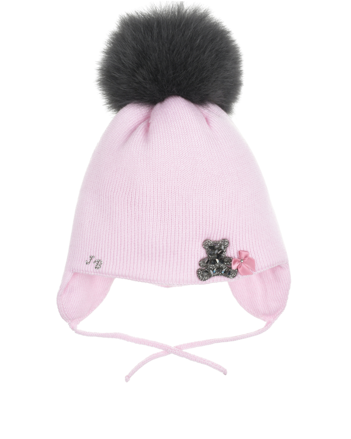 Розовая шапка с декором "мишка" Joli Bebe детская