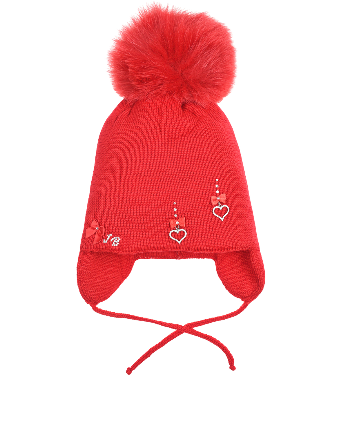 Красная шапка с подвесками "сердца" Joli Bebe детская