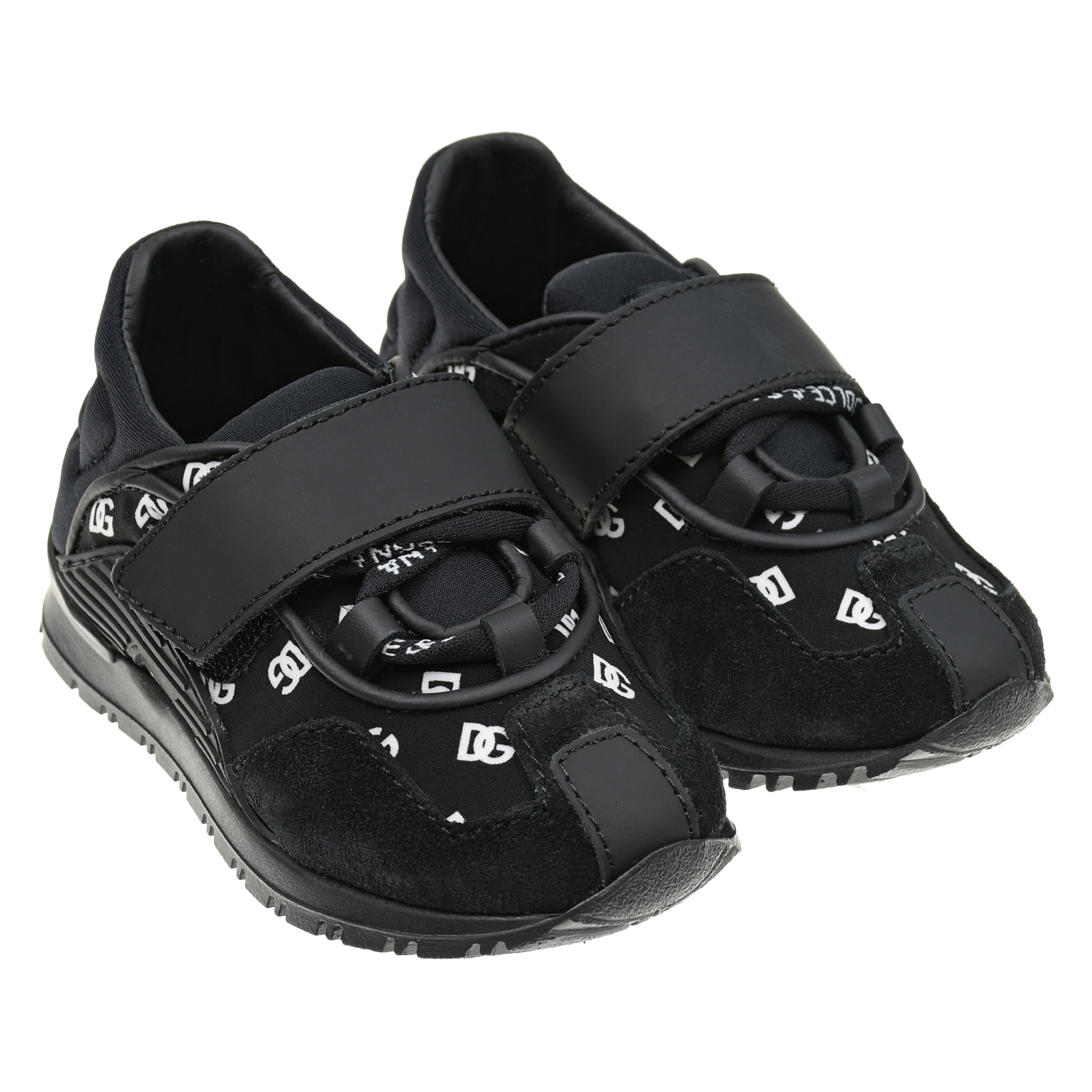 Черные кроссовки с белым лого Dolce&Gabbana детские, размер 24, цвет черный - фото 1